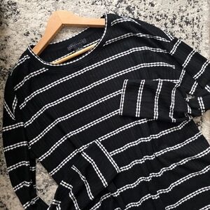 Sanctuary Waffle Knit Striped Tunic Longsleeve Womens M Gothic Chic